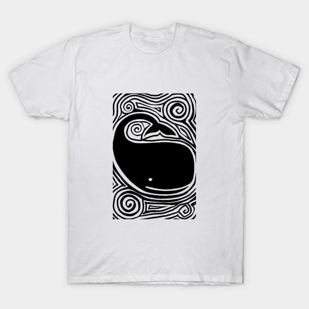 Whale Black T-Shirt by RetroandMangaarts